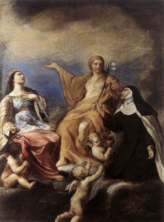 The Three Magdalenes, vintage artwork by Andrea Sacchi, 12x8" (A4) Poster