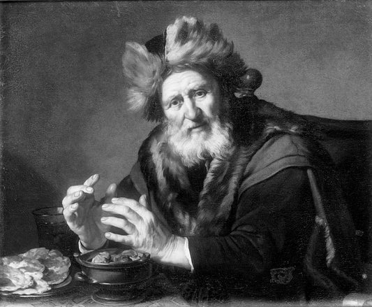 Old Man: Allegorical Show of Winter, vintage artwork by Hendrick Bloemaert, 12x8" (A4) Poster