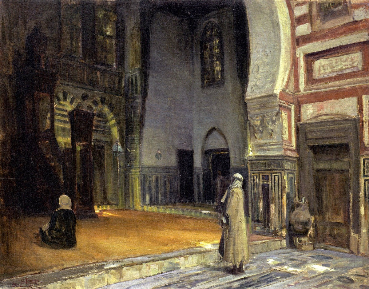 Interior of a Mosque, Cairo, vintage artwork by Henry Ossawa Tanner, 12x8" (A4) Poster