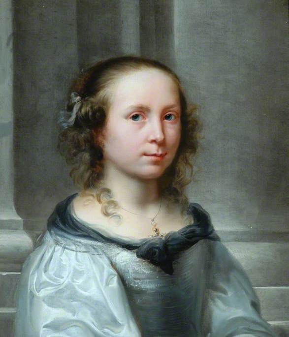 Portrait of a Girl with a Watchful Look, vintage artwork by Jurgen Ovens, 12x8" (A4) Poster