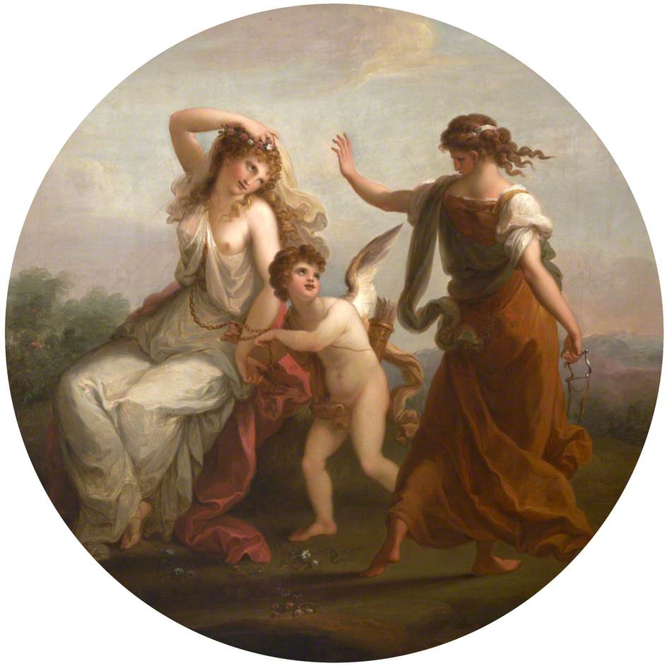 Beauty Yielded to Love, Quitted by  Prudence, vintage artwork by Angelica Kauffmann, 12x8" (A4) Poster