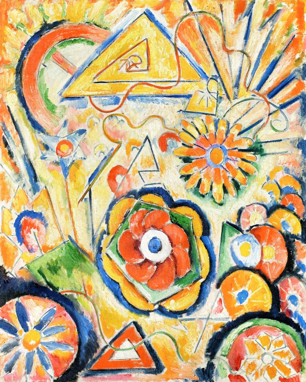 Abstraction with Flowers, vintage artwork by Marsden Hartley, 12x8" (A4) Poster