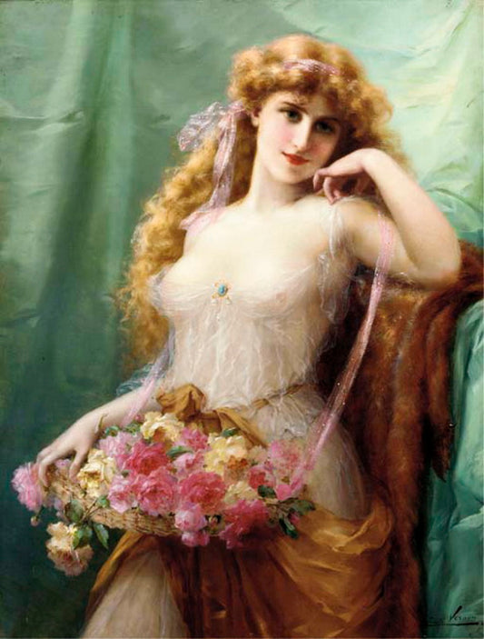 Basket of Roses by Emile Vernon,16x12(A3) Poster