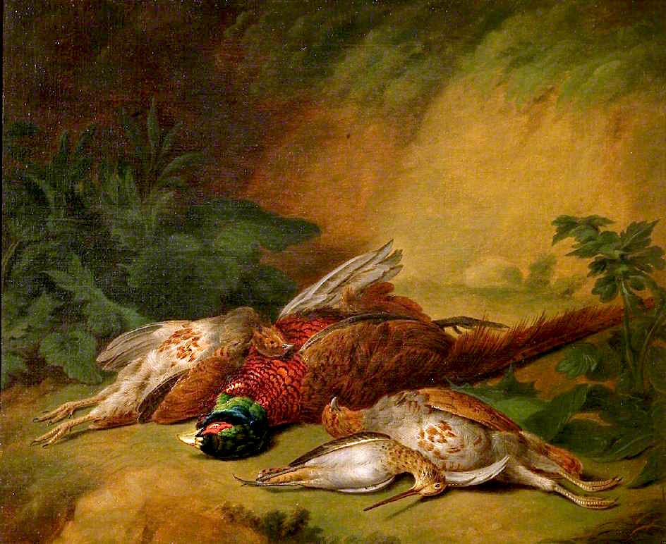 Dead Game with Pheasant, vintage artwork by Stephen Elmer, 12x8" (A4) Poster