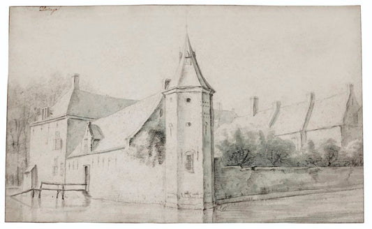 View Of Castle Blootinge, Near The Hague, vintage artwork by Roelant Roghman, 12x8" (A4) Poster