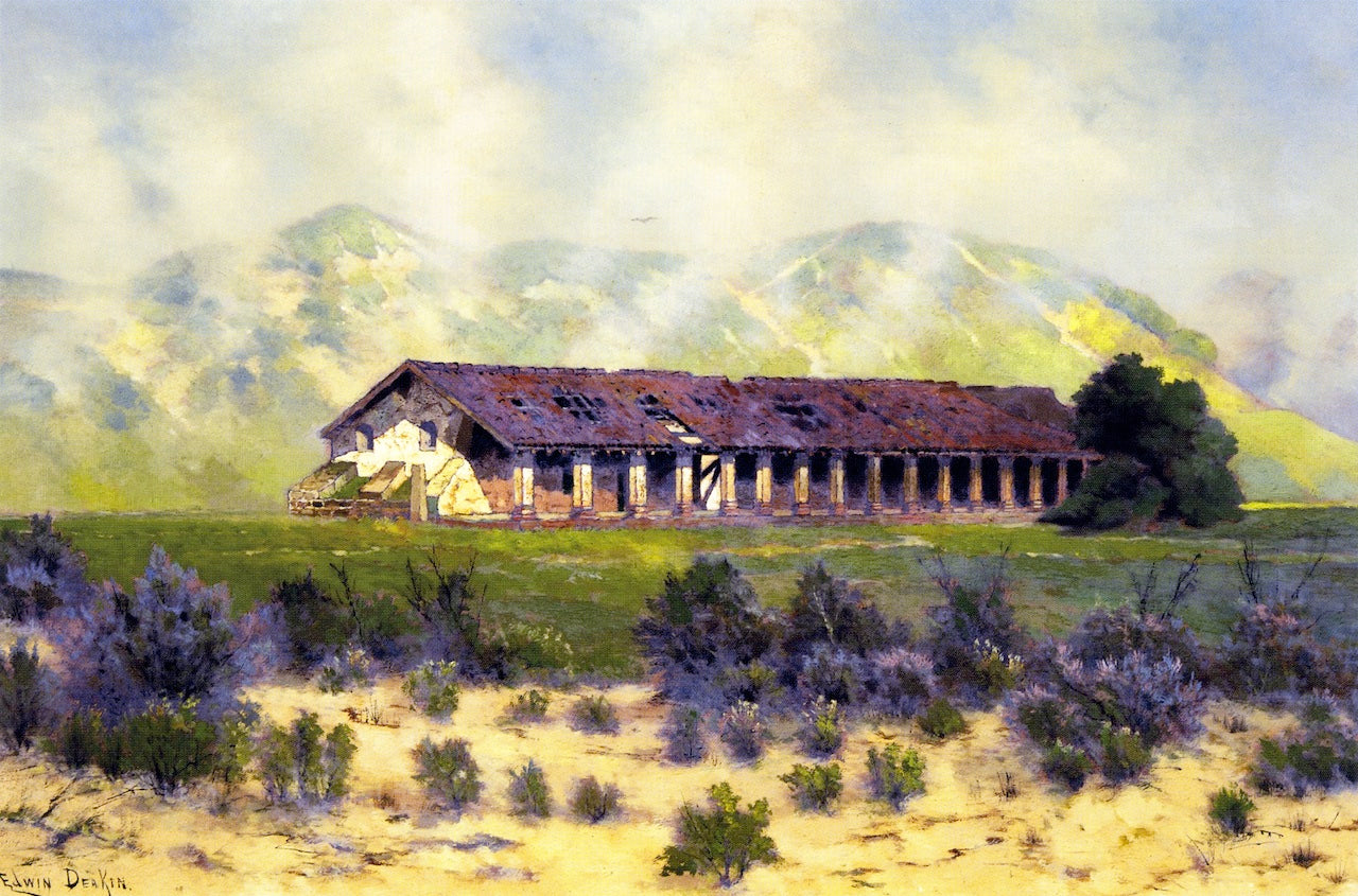 Mission La Purísima Concepción, vintage artwork by Edwin Deakin, 12x8" (A4) Poster