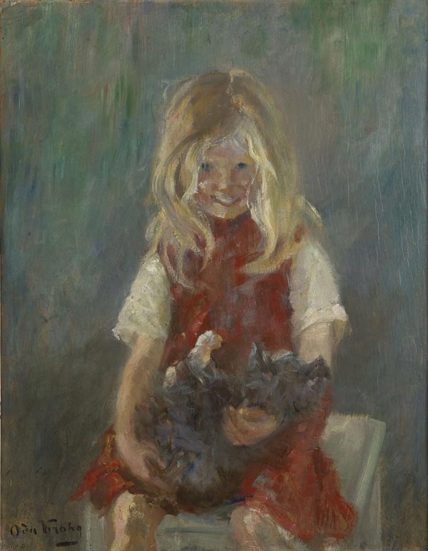 Ingrid with Cat by Oda Krohg,A3(16x12")Poster