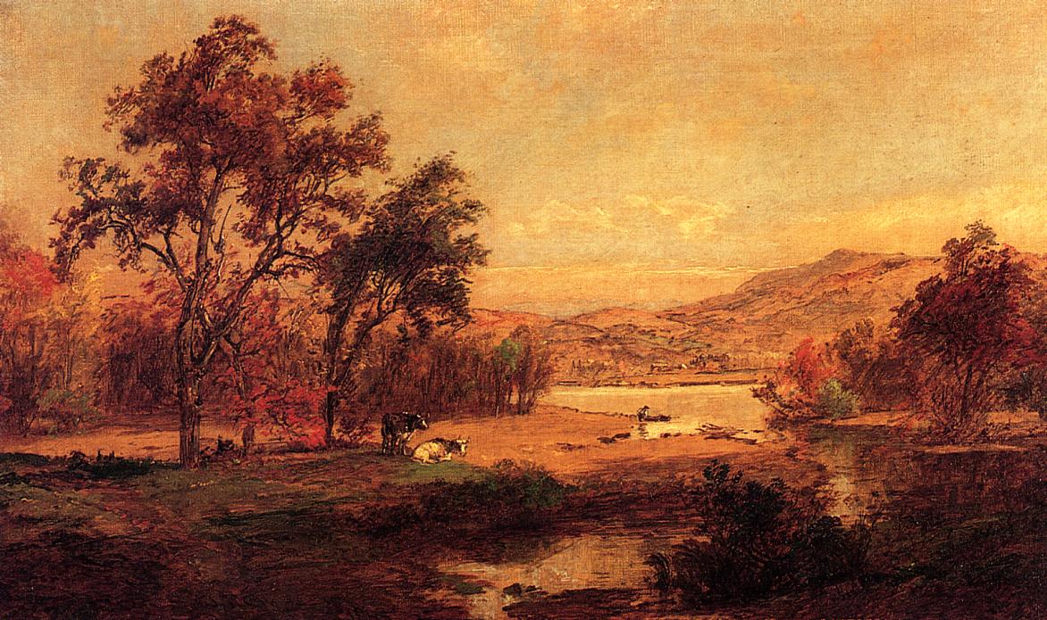 by  the Lake, vintage artwork by Jasper Francis Cropsey, 12x8" (A4) Poster