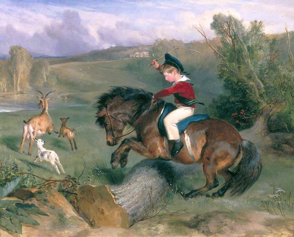 The First Leap, Lord Alexander Russell on His Pony 'Emerald', vintage artwork by Sir Edwin Landseer, A3 (16x12") Poster Print