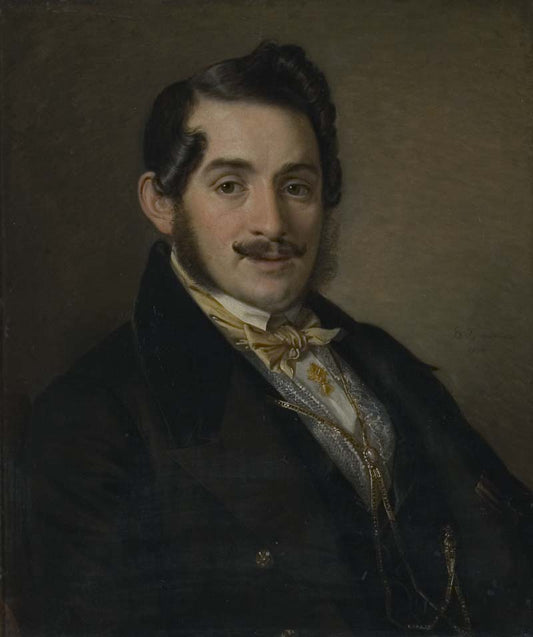 Portrait of an unknown man in a black coat, vintage artwork by Vasily Tropinin, 12x8" (A4) Poster