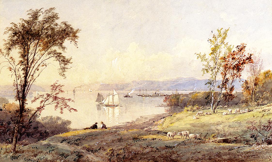 Along the Hudson, vintage artwork by Jasper Francis Cropsey, A3 (16x12") Poster Print