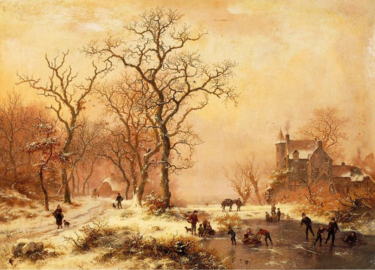 Ice Skating, vintage artwork by Frederk Marinus Kruseman, A3 (16x12") Poster Print