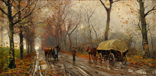 On the way to the horse market, vintage artwork by Philipp Franck, 12x8" (A4) Poster