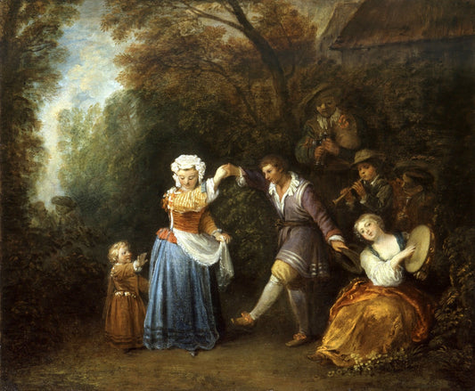 The Country Dance, vintage artwork by Jean-Antoine Watteau, 12x8" (A4) Poster