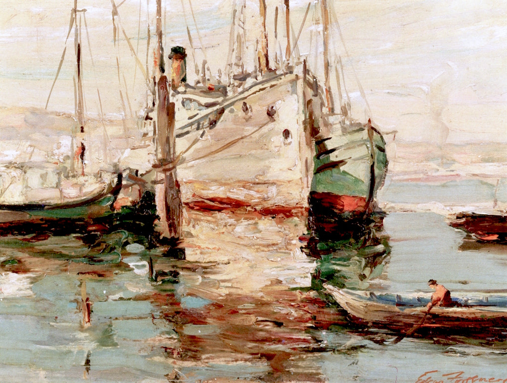 Dockside, Seattle, vintage artwork by Edgar Forkner, 12x8" (A4) Poster