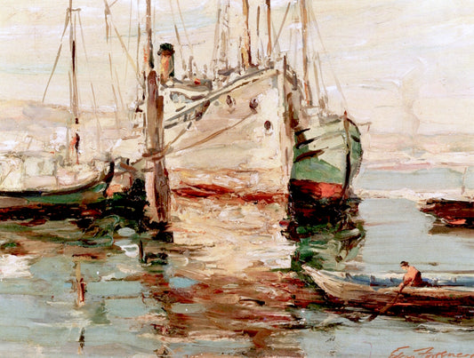 Dockside, Seattle, vintage artwork by Edgar Forkner, 12x8" (A4) Poster