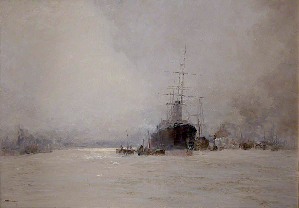 The River Mersey, vintage artwork by John Miller Nicholson, 12x8" (A4) Poster