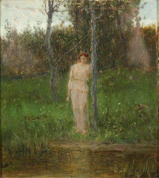 by  the water's edge, vintage artwork by George Henry Boughton, 12x8" (A4) Poster