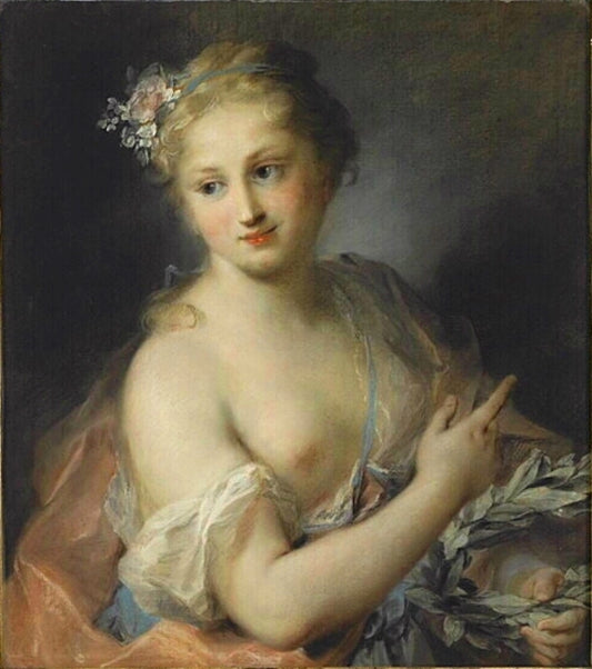 A Nymph of Apollo, vintage artwork by Rosalba Carriera, 12x8" (A4) Poster