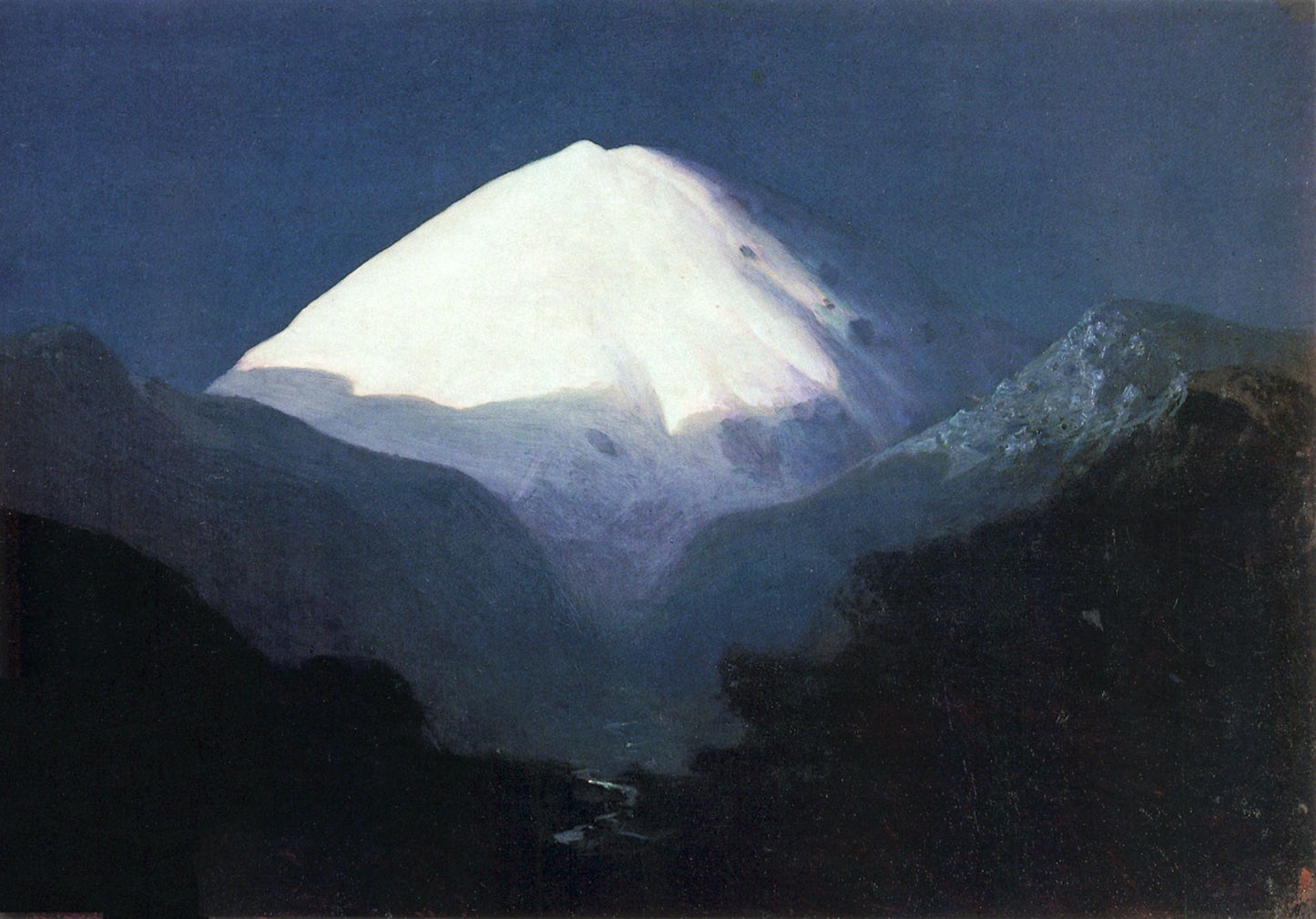 Mount Elbrus in Moonlight, vintage artwork by Arkhip Ivanovich Kuindzhi, 12x8" (A4) Poster