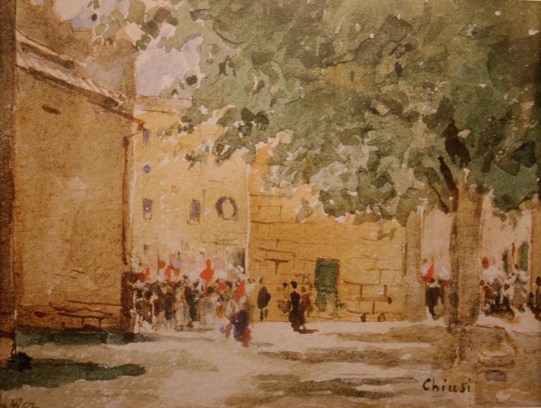 Chiusi in Umbria, vintage artwork by Albert Anker, 12x8" (A4) Poster