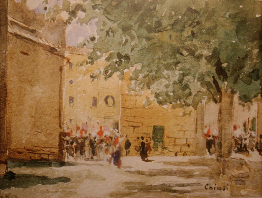 Chiusi in Umbria, vintage artwork by Albert Anker, 12x8" (A4) Poster