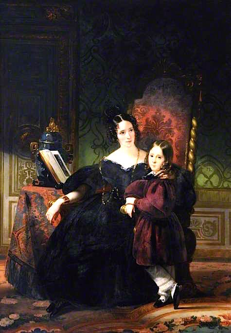 Lady Clifford Constable, with Her Son, Talbot, vintage artwork by Claude Marie Paul Dubufe, A3 (16x12") Poster Print