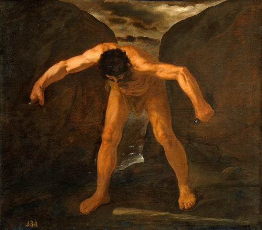 Hercules Separates the Mountains Calpe and Aby la, vintage artwork by Francisco de Zurbarán, 12x8" (A4) Poster
