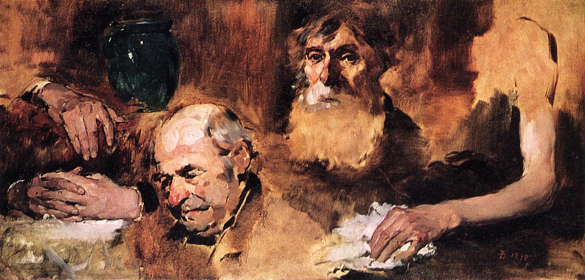 Heads and Hands (study), vintage artwork by Frank Duveneck, 12x8" (A4) Poster