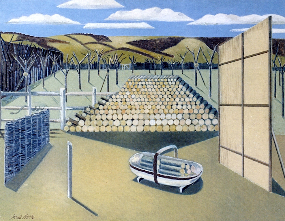 Landscape at Iden, vintage artwork by Paul Nash, 12x8" (A4) Poster