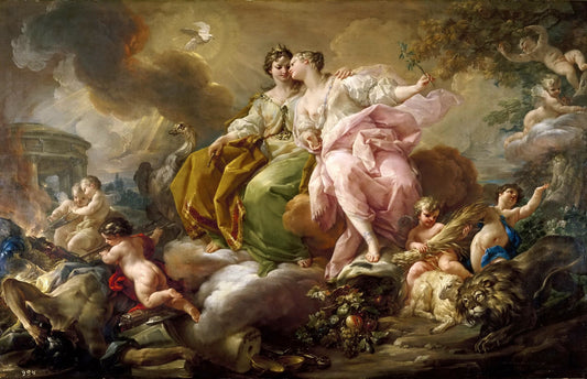 Allegories of Justice and Peace, vintage artwork by Corrado Giaquinto, 12x8" (A4) Poster