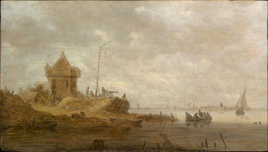 Fort on a River, vintage artwork by Jan van Goyen, 12x8" (A4) Poster