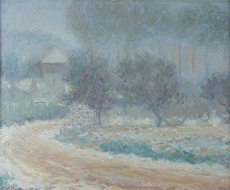 Mill in the Snow, Giverny by Theodore Earl Butler,A3(16x12")Poster