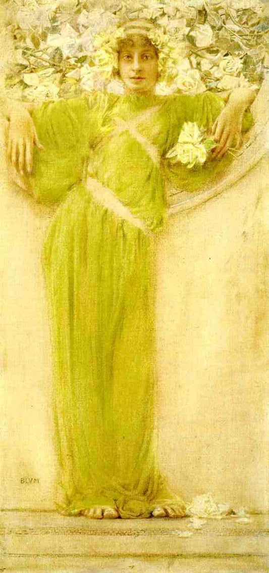 A Garland of Roses, vintage artwork by Robert Frederick Blum, 12x8" (A4) Poster