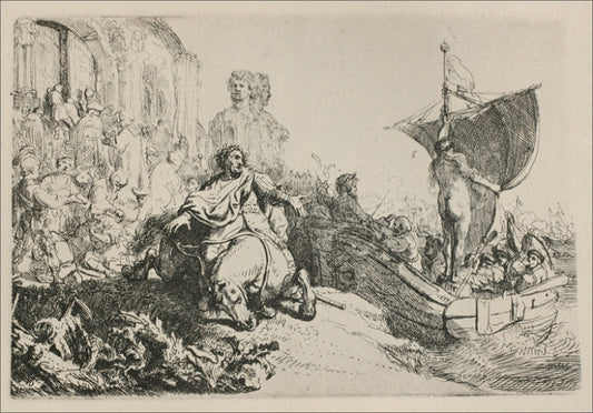 Adverse Fortune, vintage artwork by Rembrandt van Rijn, 12x8" (A4) Poster