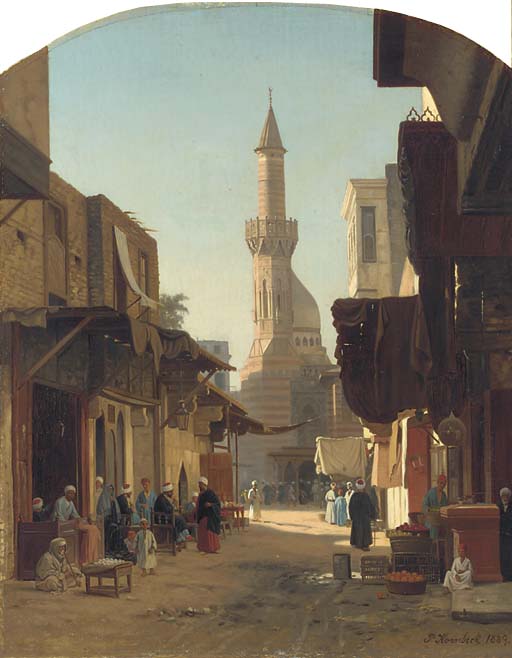 Mosque in Cairo, vintage artwork by John Peter Kornbeck, 12x8" (A4) Poster