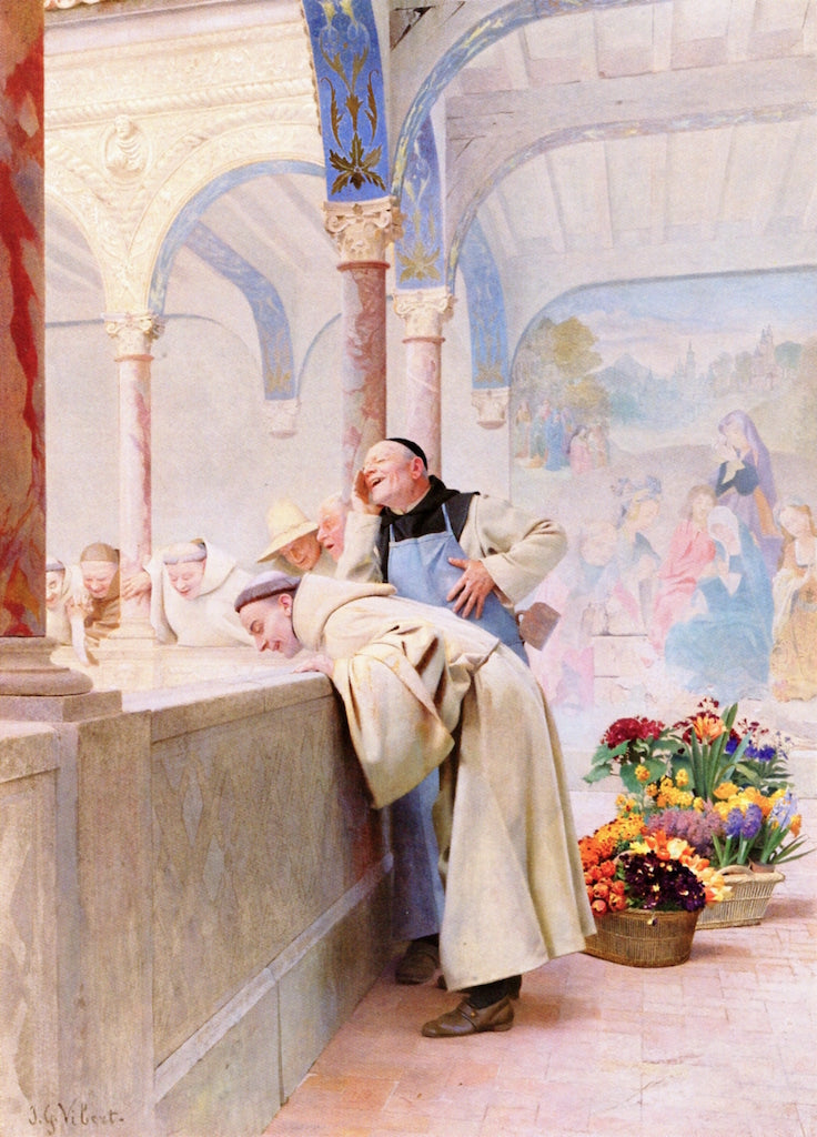 Scandal, vintage artwork by Jehan-Georges Vibert, 12x8" (A4) Poster