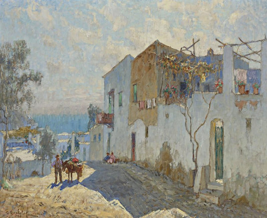 A Hot Day, Capri, vintage artwork by Konstantin Gorbatov, 12x8" (A4) Poster