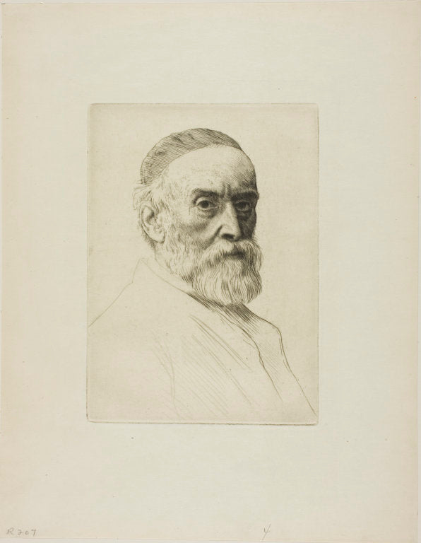 Portrait of G F Watts, vintage artwork by Alphonse Legros, 12x8" (A4) Poster