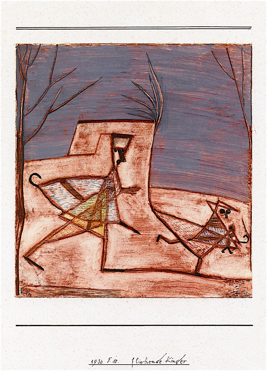 Children Fleeing, vintage artwork by Paul Klee, 12x8" (A4) Poster