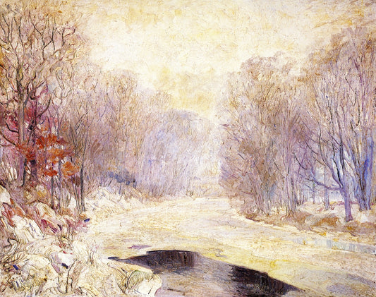 Misty Down River, vintage artwork by Albert Henry Krehbiel, 12x8" (A4) Poster