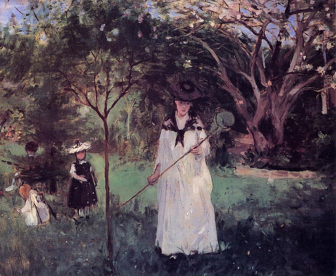 Chasing Butterflies, vintage artwork by Berthe Morisot, 12x8" (A4) Poster