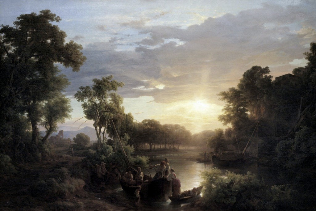 Italian Landscapes at Sunset, vintage artwork by Károly Markó, A3 (16x12") Poster Print