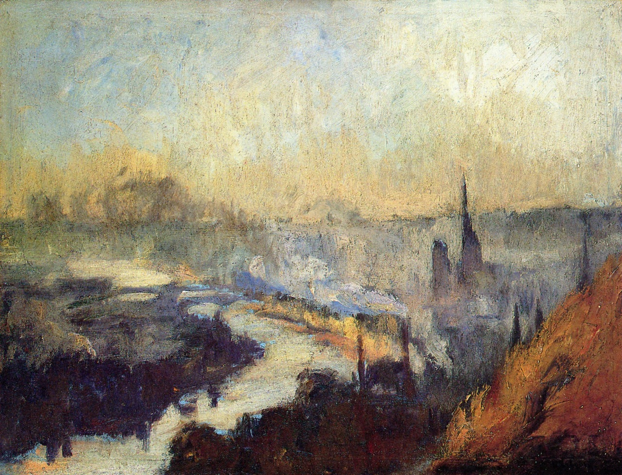 La Montagne Sainte Catherine, Rouen, vintage artwork by Albert Lebourg, 12x8" (A4) Poster
