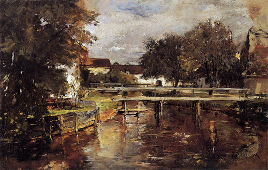 Old Towl Brook, Polling, Bavaria, vintage artwork by Frank Duveneck, 12x8" (A4) Poster