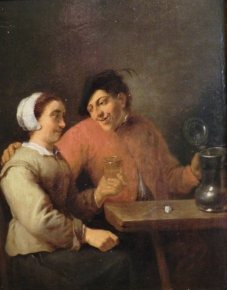 Drinkers, vintage artwork by David Teniers (II), 12x8" (A4) Poster