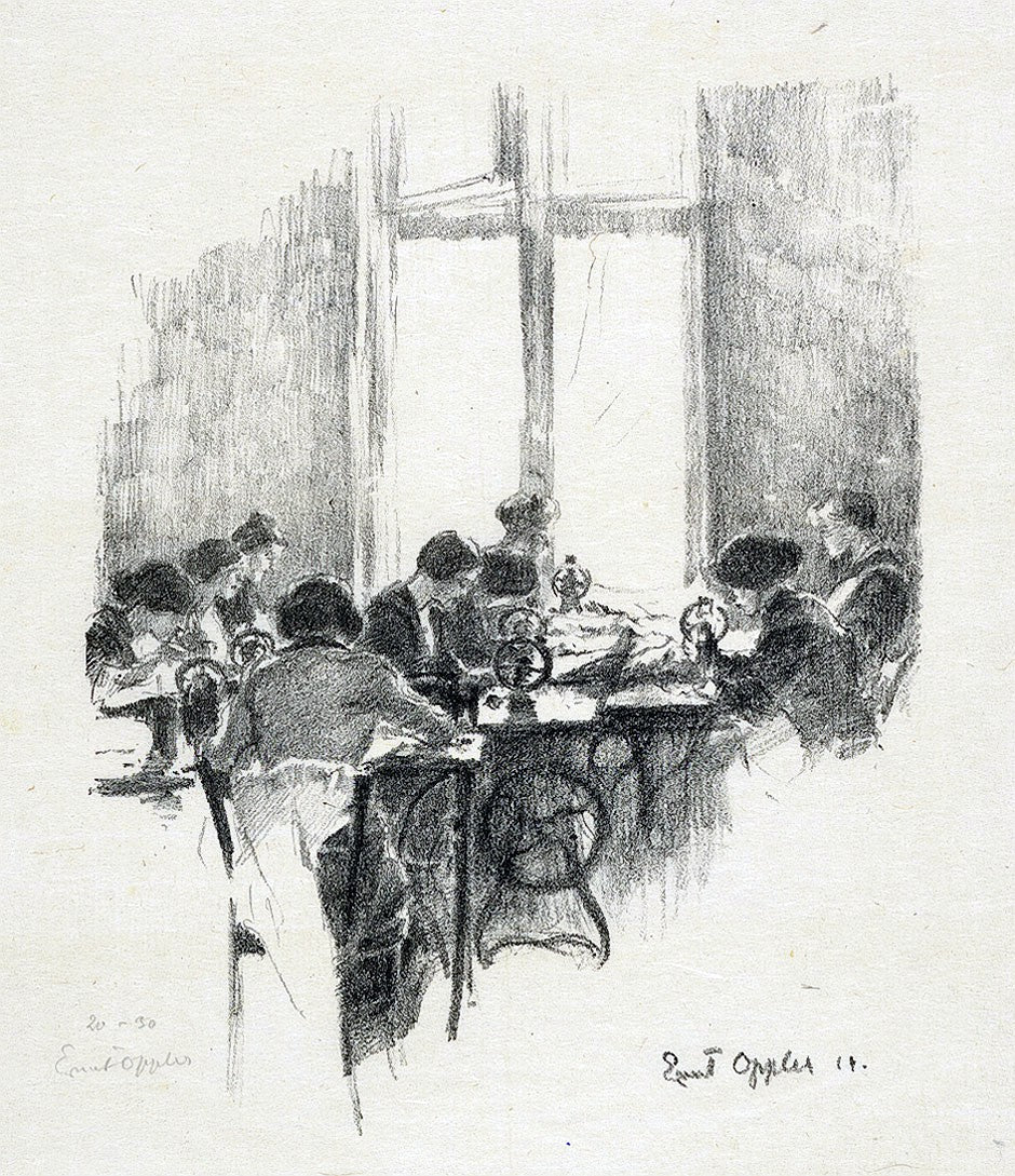 The Sewing Room by Ernst Oppler,A3(16x12")Poster