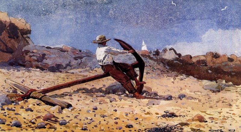 Boy with Anchor, vintage artwork by Winslow Homer, 12x8" (A4) Poster