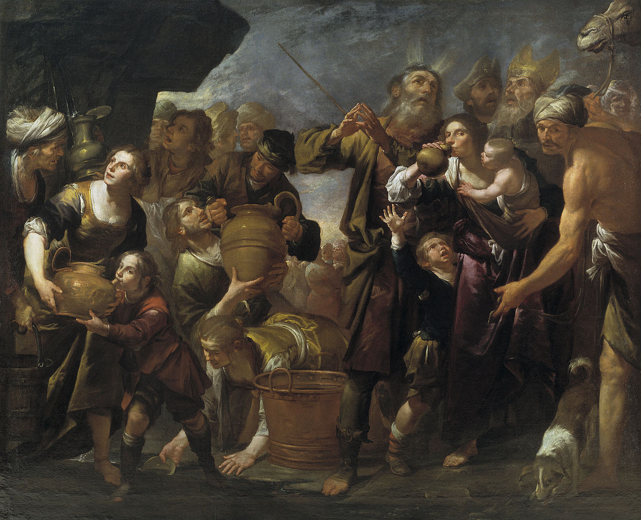 Moses Turns Stone into Water, vintage artwork by Gioacchino Assereto, 12x8" (A4) Poster