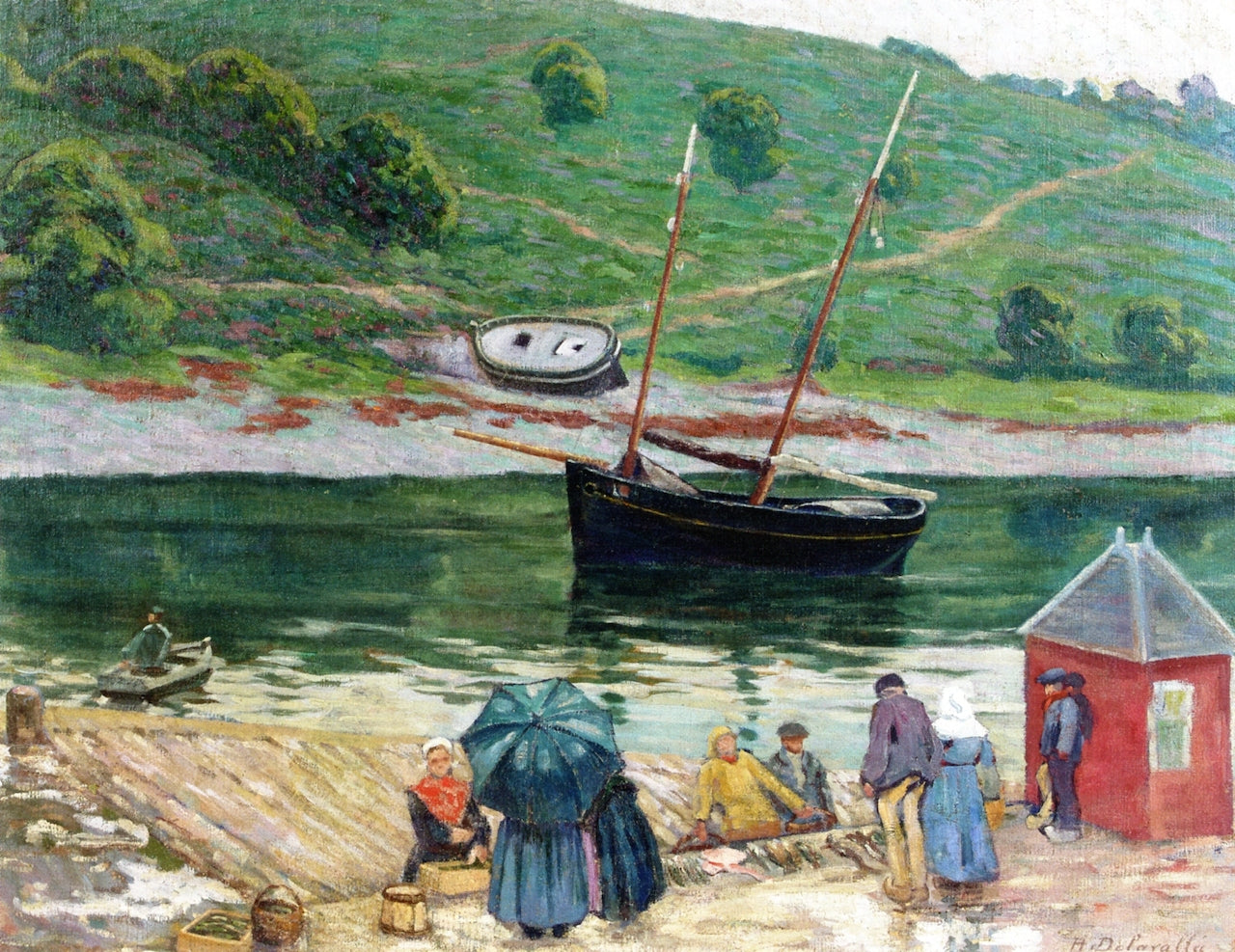 The Fish Market, Pont-Aven by Henri DeLavallee,A3(16x12")Poster